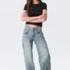 Workwear-Jeans mit abgerundeter Barrel-Taille – Hypnos Blue – Mittelblau Workwear-Jeans mit abgerundeter Barrel-Taille – Hypnos Blue – Mittelblau