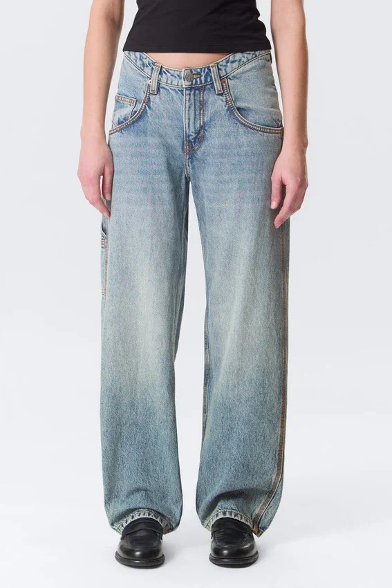 Workwear-Jeans mit abgerundeter Barrel-Taille – Hypnos Blue – Mittelblau Workwear-Jeans mit abgerundeter Barrel-Taille – Hypnos Blue – Mittelblau