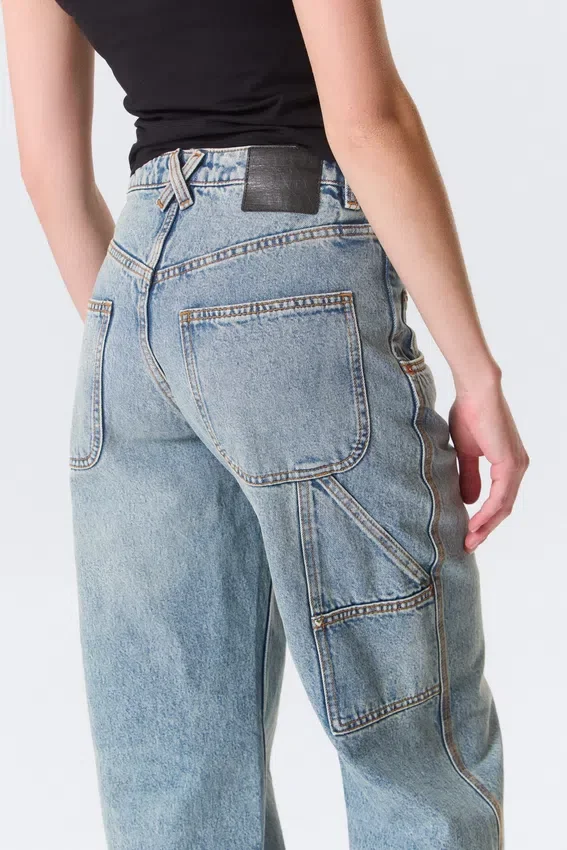 Workwear-Jeans mit abgerundeter Barrel-Taille – Hypnos Blue – Mittelblau Workwear-Jeans mit abgerundeter Barrel-Taille – Hypnos Blue – Mittelblau
