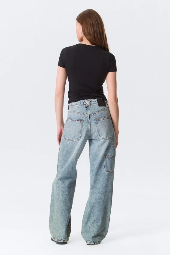 Workwear-Jeans mit abgerundeter Barrel-Taille – Hypnos Blue – Mittelblau Workwear-Jeans mit abgerundeter Barrel-Taille – Hypnos Blue – Mittelblau
