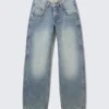 Workwear-Jeans mit abgerundeter Barrel-Taille – Hypnos Blue – Mittelblau Workwear-Jeans mit abgerundeter Barrel-Taille – Hypnos Blue – Mittelblau