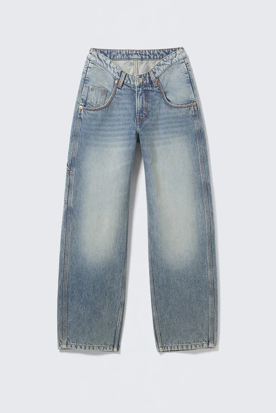 Workwear-Jeans mit abgerundeter Barrel-Taille – Hypnos Blue – Mittelblau Workwear-Jeans mit abgerundeter Barrel-Taille – Hypnos Blue – Mittelblau
