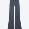 Yoga-Leggings mit gefalteter Taille und ausgestelltem Bein – Dunkelblau Yoga-Leggings mit gefalteter Taille und ausgestelltem Bein – Dunkelblau