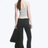 Yoga-Leggings mit gefalteter Taille und ausgestelltem Bein – Dunkelgrau Yoga-Leggings mit gefalteter Taille und ausgestelltem Bein – Dunkelgrau