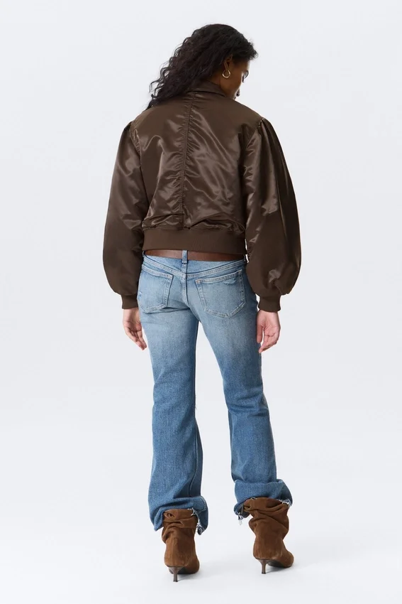 Yulia B Lockere Nylon-Bomberjacke – Dunkelbraun Yulia B Lockere Nylon-Bomberjacke – Dunkelbraun