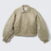 Yulia B Lockere Nylon-Bomberjacke – Hellkhaki