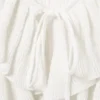 Yulia B Strickjacke mit Rüschen und V-Ausschnitt – Weiß