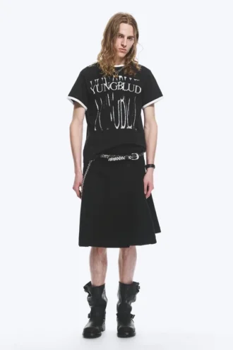 Yungblud bedrucktes Ringer-T-Shirt – Off-Black