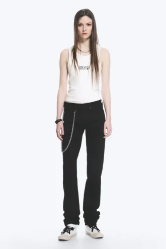 Yungblud Low Rise Slim Straight Leg Jeans – Schwarz Yungblud Low Rise Slim Straight Leg Jeans – Schwarz