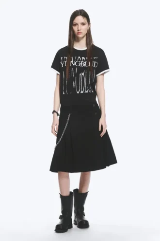 Yungblud Mid Rise Denim Kilt – Schwarz