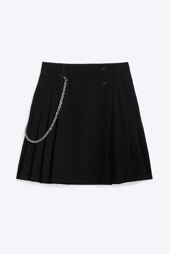 Yungblud Mid Rise Denim Kilt – Schwarz Yungblud Mid Rise Denim Kilt – Schwarz
