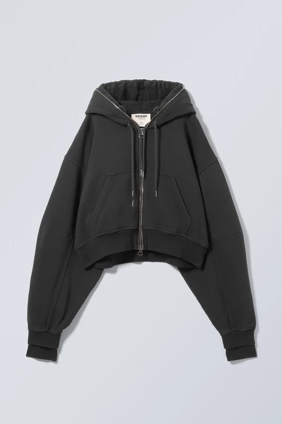 Zeilagiger Standard-Kapuzenpullover mit Reißverschluss – Schwarz Zeilagiger Standard-Kapuzenpullover mit Reißverschluss – Schwarz