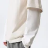 Zeilagiges Baumwoll-T-Shirt – Hellbeige & Weiß Zeilagiges Baumwoll-T-Shirt – Hellbeige & Weiß
