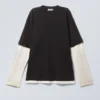 Zeilagiges Langarmshirt – Schwarz & Weiß