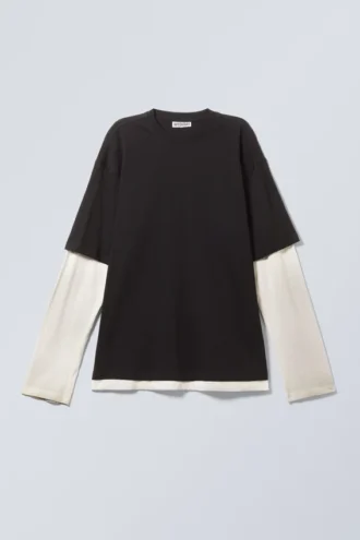 Zeilagiges Langarmshirt – Schwarz & Weiß