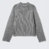 Zweifarbiger Strickpullover aus Wollmischung – zweifarbig hellgrau