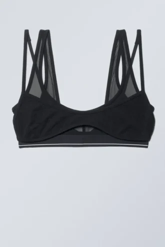Zweilagiger BH aus Baumwoll-Mesh – Schwarz Zweilagiger BH aus Baumwoll-Mesh – Schwarz