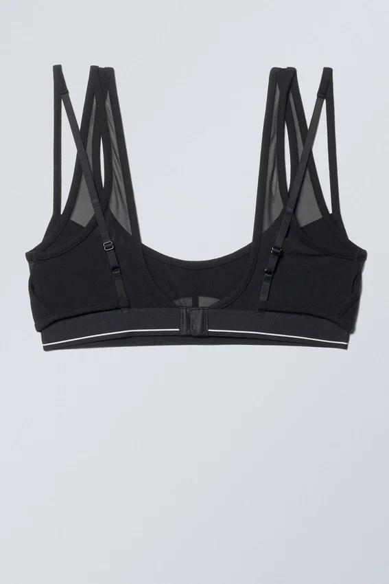 Zweilagiger BH aus Baumwoll-Mesh – Schwarz Zweilagiger BH aus Baumwoll-Mesh – Schwarz