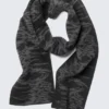 Zweilagiger Jacquard-Strickschal – Schwarz Zweilagiger Jacquard-Strickschal – Schwarz