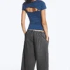 Zweiteiliges Bolero-Oberteil im Lagenlook – gestreift, blau Zweiteiliges Bolero-Oberteil im Lagenlook – gestreift, blau